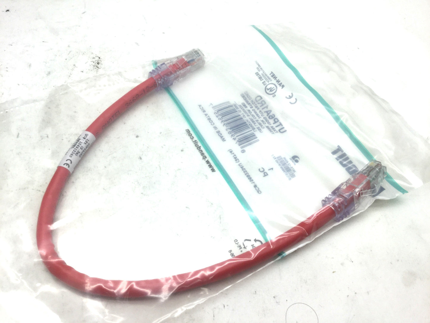 New Panduit UTP6A1RD Patch Cords 1' CAT 6A 10GB RED