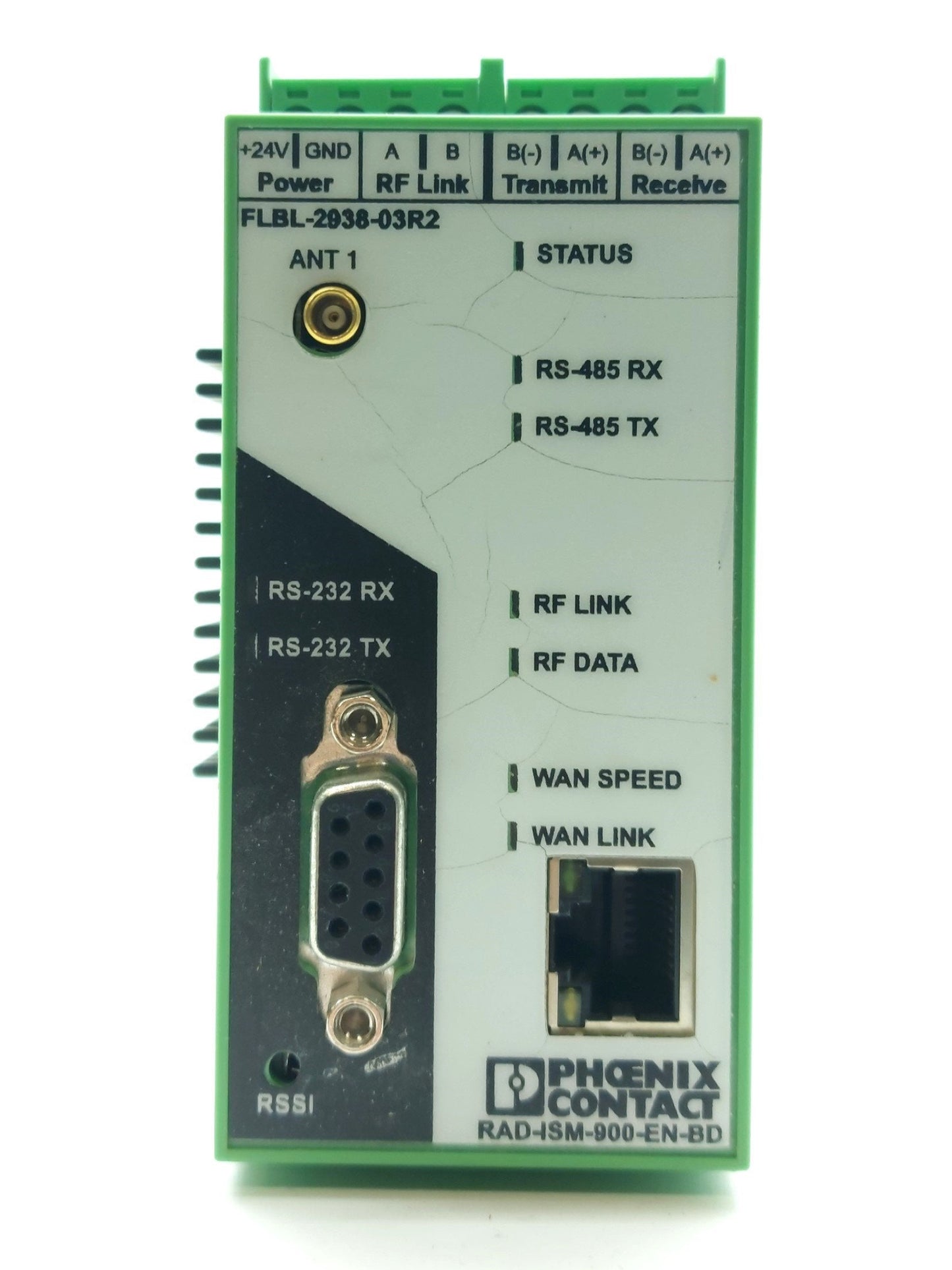 Used Phoenix Contact RAD-ISM-900-EN-BD Ethernet Transceiver, RS-232, 900MHz, 11-30VDC