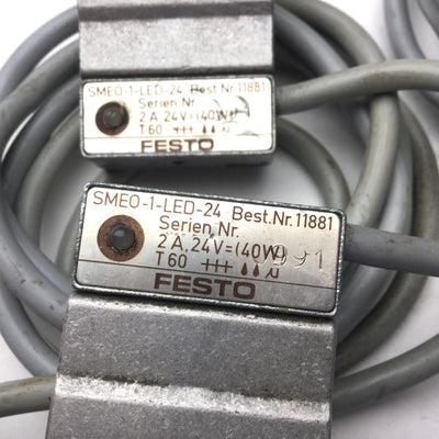 Used Lot of 2 Festo SMEO-1-LED-24 Proximity Switches, Voltage: 24V, 2A, 40W