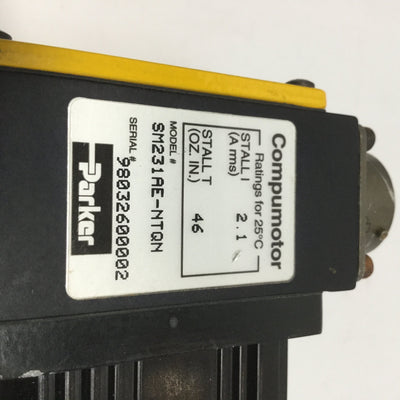 Used Parker SM231AE-NTQN Compumotor Brushless Servo Motor 46oz-in, NEMA 23, 170V 2.1A