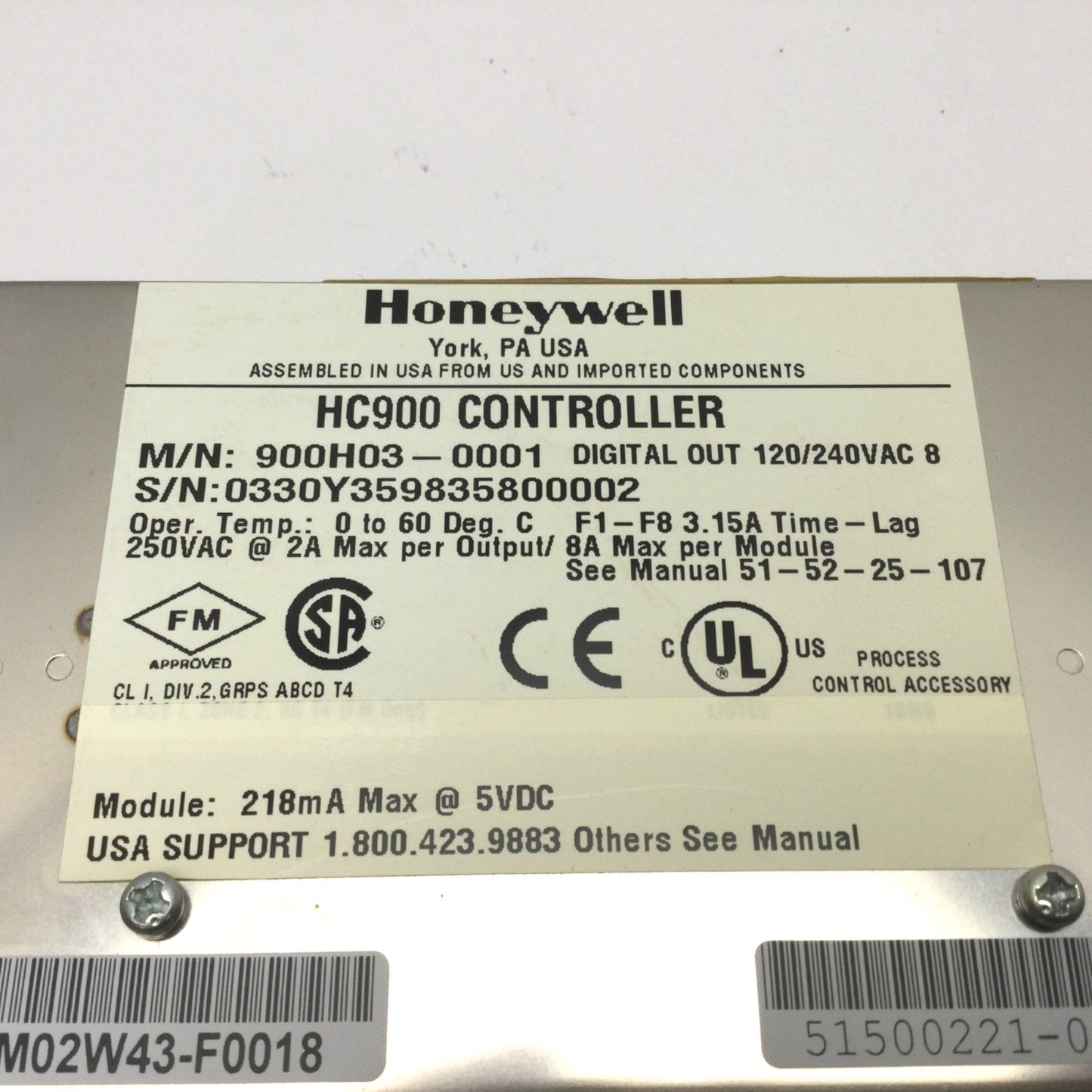 Used Honeywell 900H03-0001 HC900 ControlEdge Digital Ouput Module 8-Channel 120/240V~