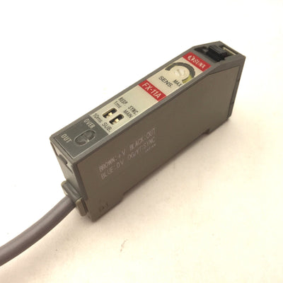 Used Sunx FX-11A Analog Fiber Sensor, 12-24VDC, 1-5VDC ó5mA Analog Output, No Cover