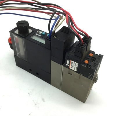 Used SMC NZSE3-0X-23 Vacuum Switch 24VDC & VJ114 Solenoid Valve 3-Port