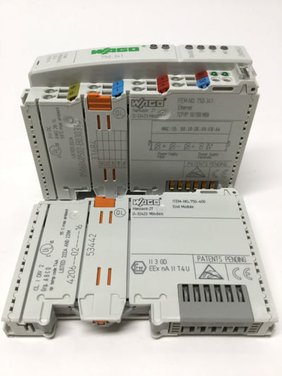 Used Wago 750-341 Ethernet TCP/IP Fieldbus Coupler Digital & Analog, With 750-600 End