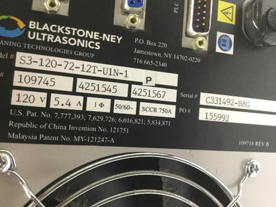 For parts or not working Blackstone NEY S3-120-72-12T-U1N-1 Dual SweepSONIK 72kHz Ultrasonic Generator