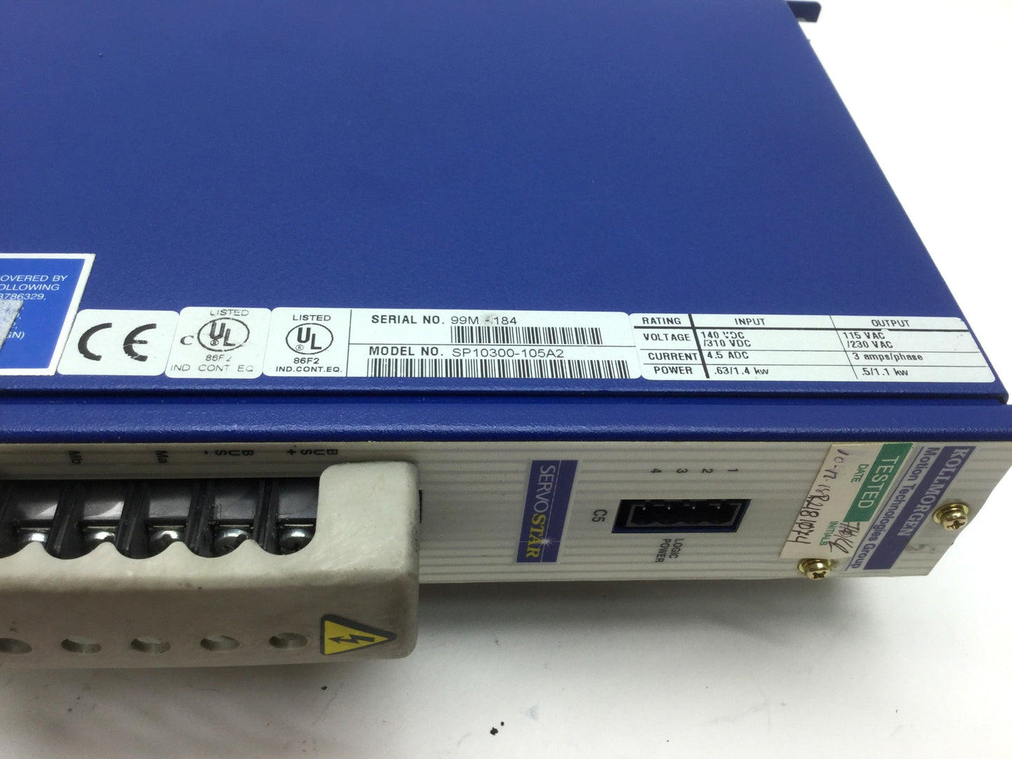 Used Kollmorgen Servostar SP10300 Servo Drive In: 140/310VDC, Out: 115VAC / 230VAC 3A