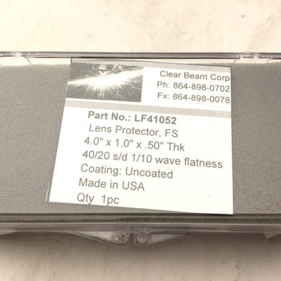 New Other Clear Beam Corp LF41052 Lens Protector, FS, Dimensions: 4" x 1" x .5", Uncoated