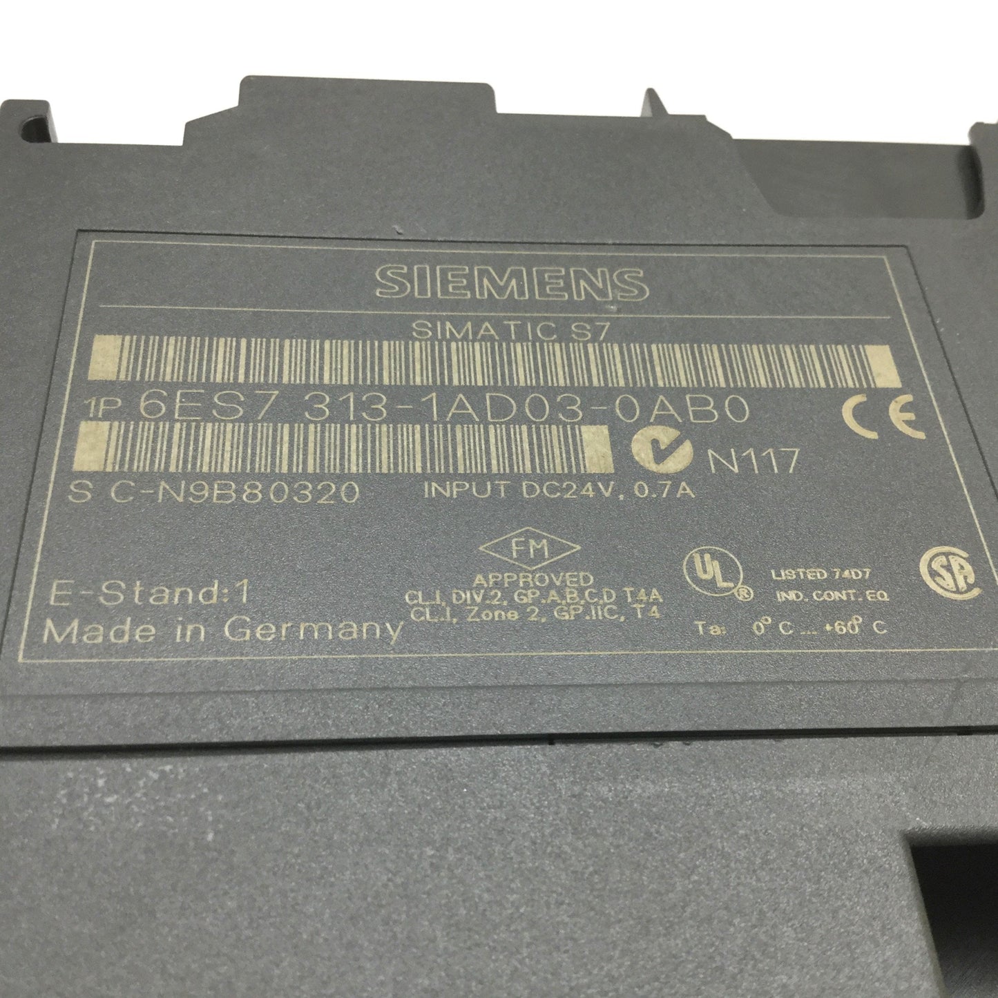 Used Siemens 6ES7313-1AD03-0AB0 SIMATIC S7-300 PLC CPU Module, Supply: 24VDC 0.7A