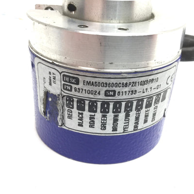 Used Eltra EMA50G360GC5SPZE10X3PR10 Absolute Encoder, Shaft 10mm, Resolution: 360 PPR