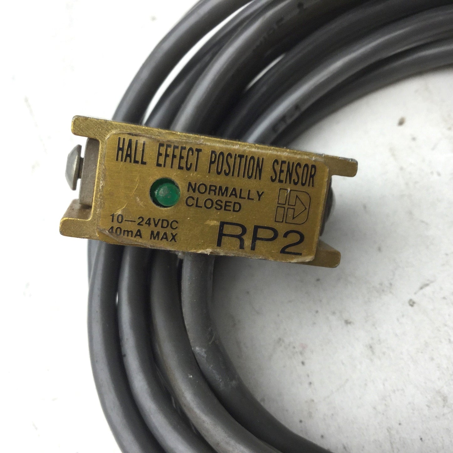 Used Industrial Devices Corp. RP2 Hall Effect Position Sensor, NC, 7', 10-24VDC, 40mA