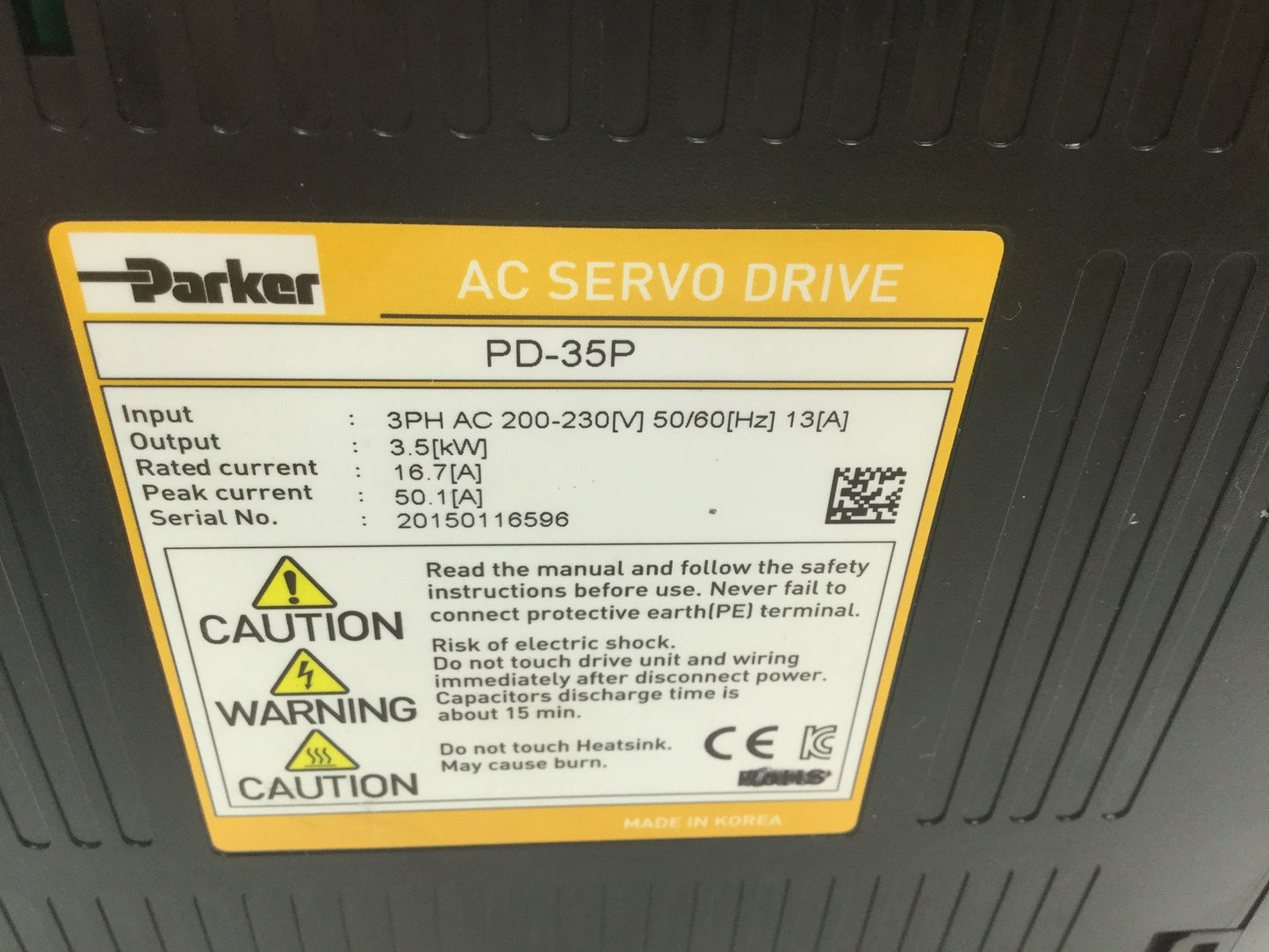 Used Parker PD-35P Single-Axis Pulse Servo Drive Controller 3500W 16.7A 230VAC *Crack