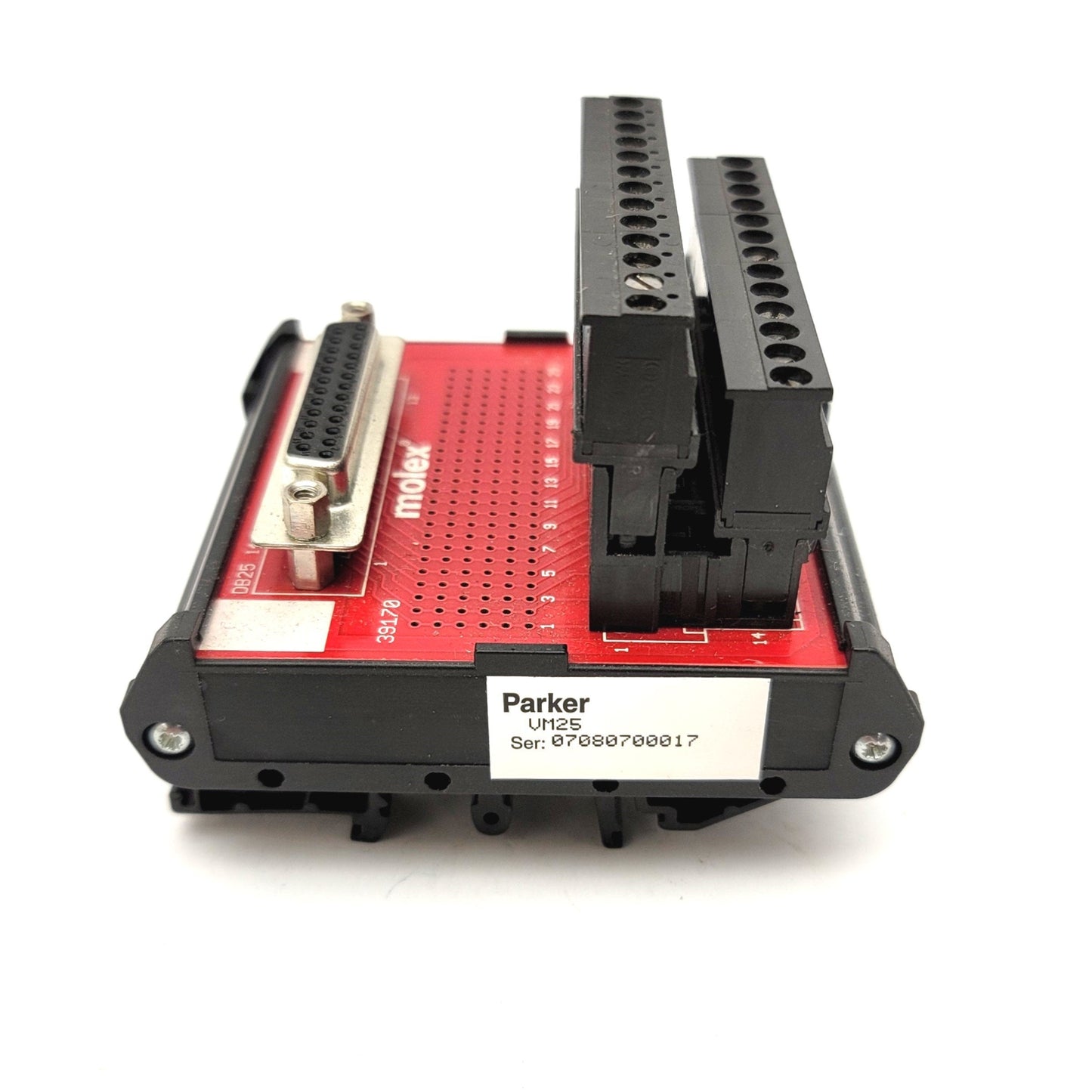 Used Molex Parker 39170 VM25 Breakout Module D-Sub-25 To Screw Terminals, Din Mount