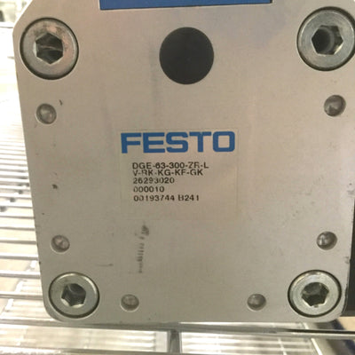 Used Festo DGE-63-300-ZR-LV-RK-KG-KF-GK Toothed Belt Linear Positioner, 300mm Stroke