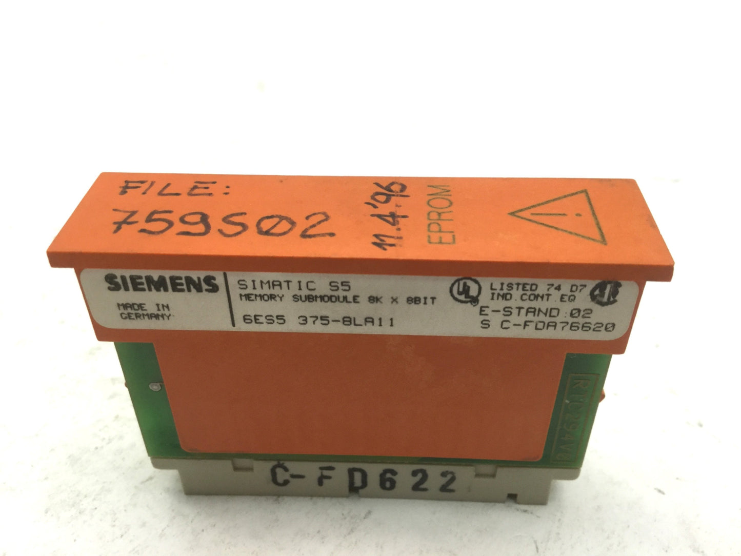 Used Siemens Simatic 6ES5 375-8LA11 Memory Submodule, 8K x 8 Bit EPROM