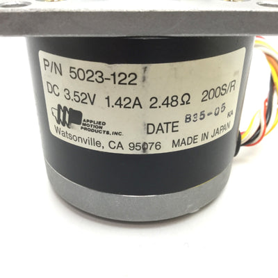 Used Applied Motion 5023-122 Stepper Motor, NEMA 23, 3.52VDC, 200 S/R, 0.25" Shaft