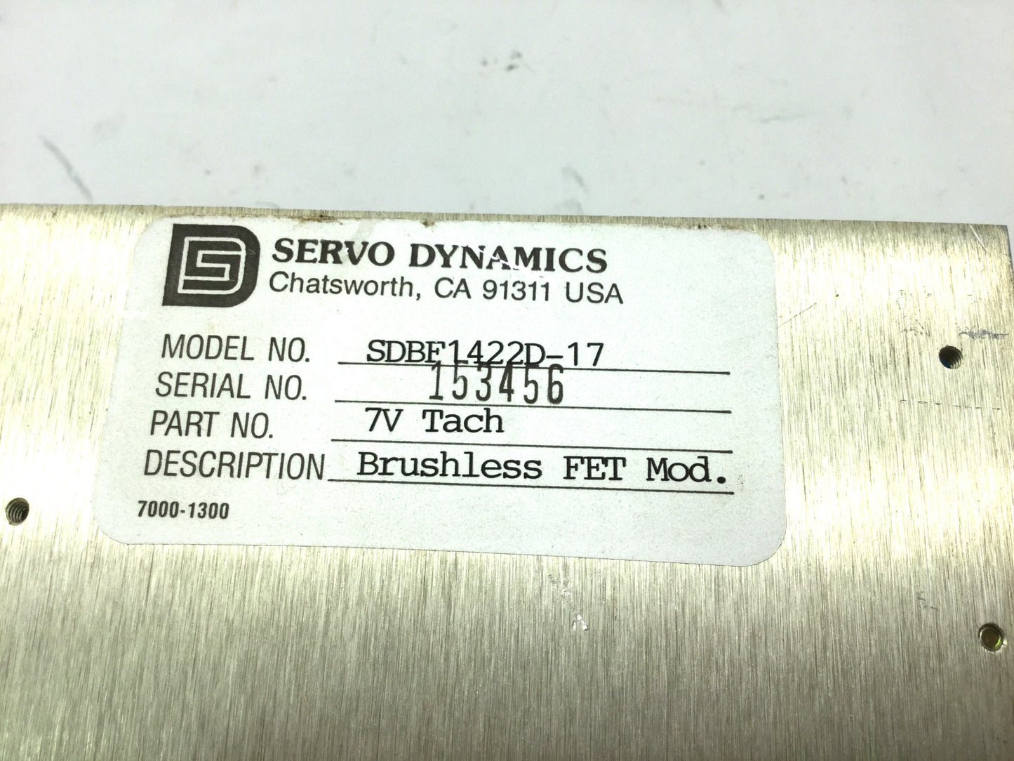 Used Servo Dynamics SDBF1422D-17 Analog Motor Drive Amplifier Brushless FET 7V Tach