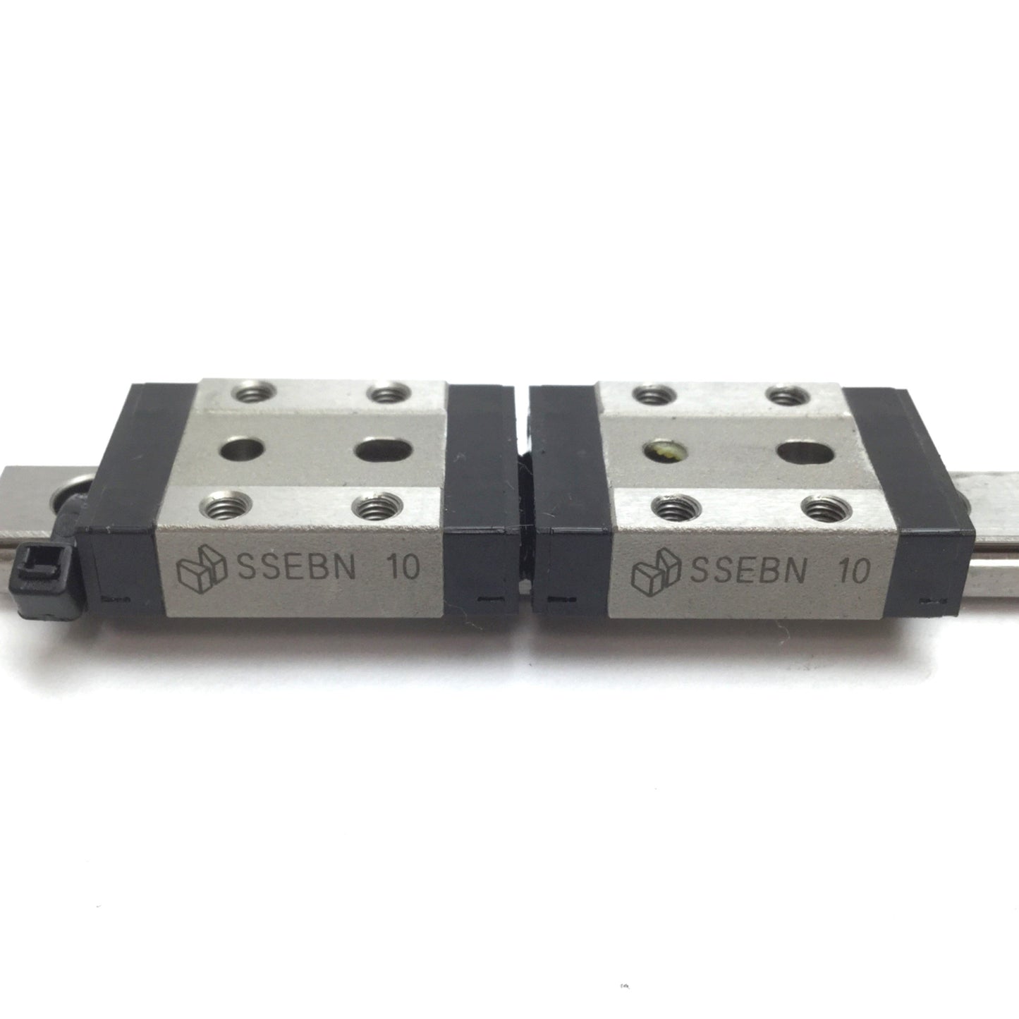 Used Misumi SSEBN10 Miniature Linear Guide Rail W/ 2x Slides, Rail Length: 115mm