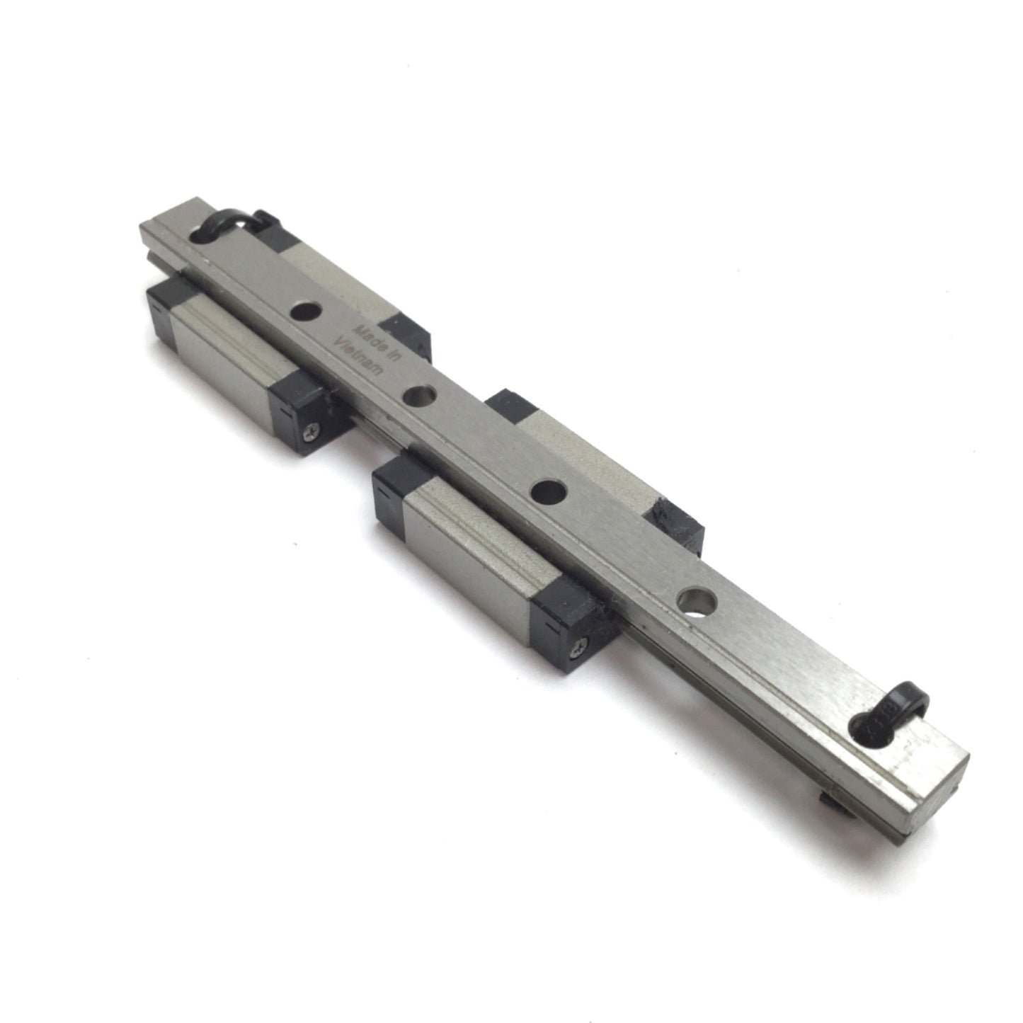 Used Misumi SSEBN10 Miniature Linear Guide Rail W/ 2x Slides, Rail Length: 115mm