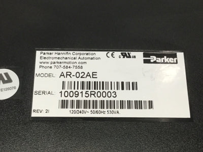 Used Parker AR-02AE Aries Servo Drive, Single Axis, 170/340VDC 1.75A 200W, 120/240VAC