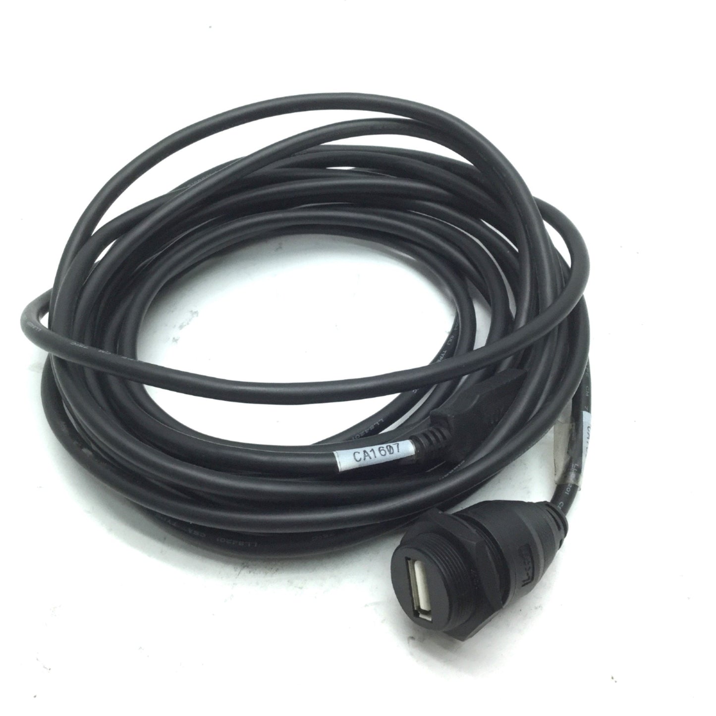 Used L-Com WPUSBAX-5M Panel Mount Type A Female to Male USB 2.0 Cable, 5M, Waterproof