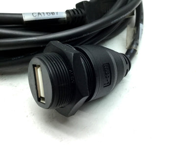 Used L-Com WPUSBAX-5M Panel Mount Type A Female to Male USB 2.0 Cable, 5M, Waterproof