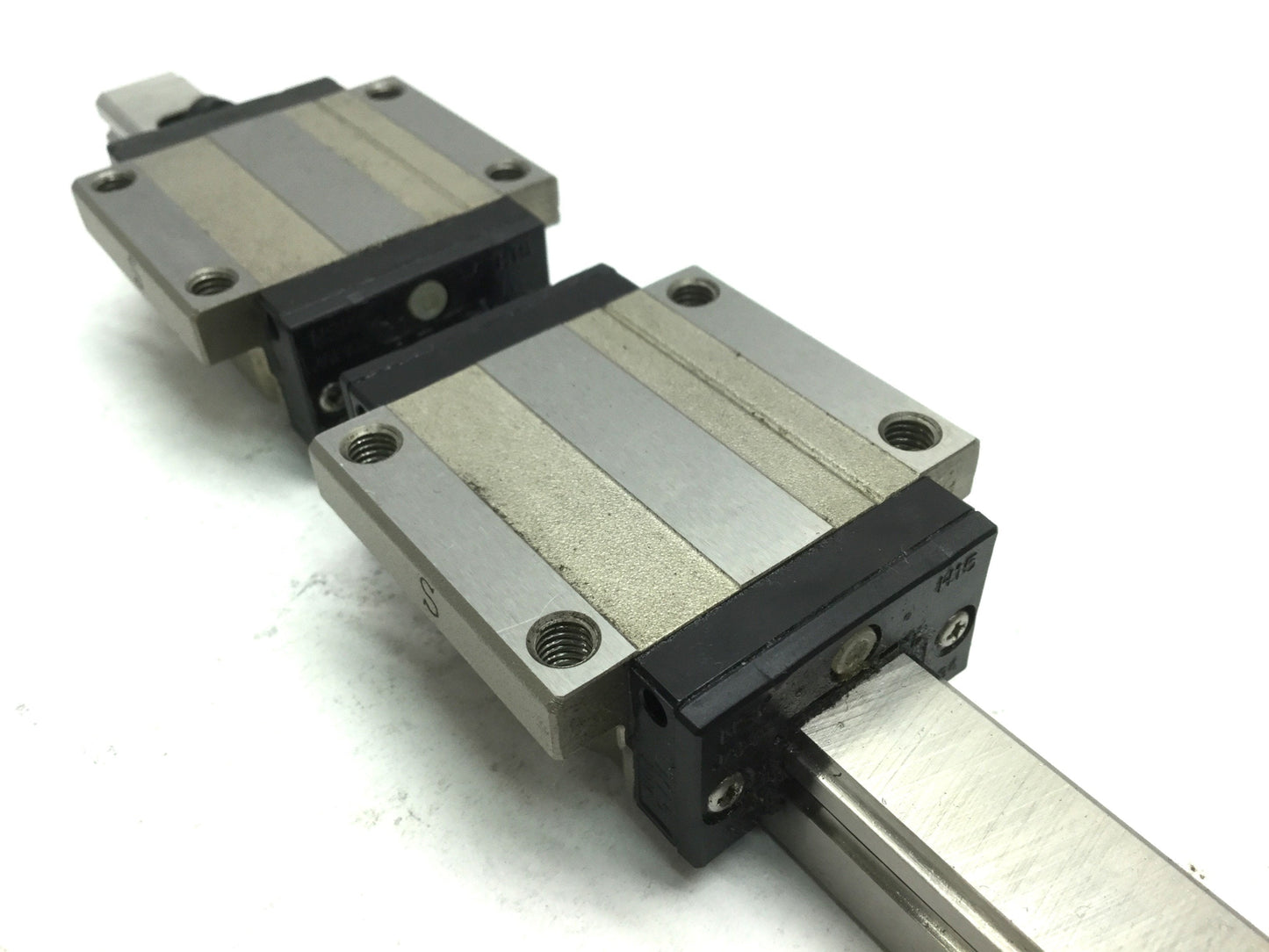 Used NSK L1H15S Rail & 2x H15 Bearing Blocks: 49mm x 27mm x 24mm, Length: 400mm