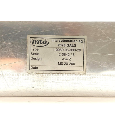 Used mta MS-20-200 Linear Positioning Stage 205mm Travel 10mm Lead 110 x 100mm Stage