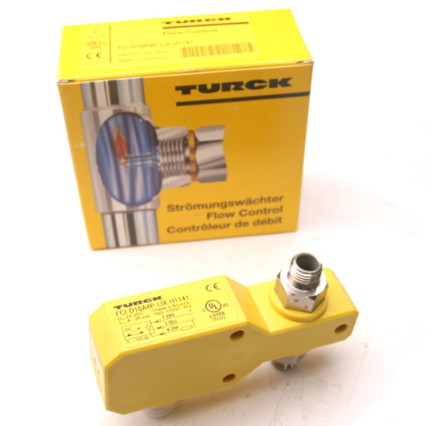 New Turck FCI-D04A4P-LIX-H1141 Adjustable Flow Sensor For Liquid Media 0.01-1L/min