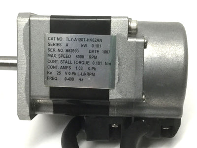 Used Allen Bradley TLY-A120T-HK62AN Kinetix Servo Motor 230VAC, 6000RPM, NEMA 17