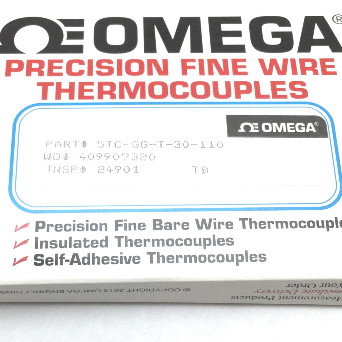 New Omega 5TC-GG-T-30-110 Precision Fine Wire Thermocouple, Type T, 30AWG, 110"