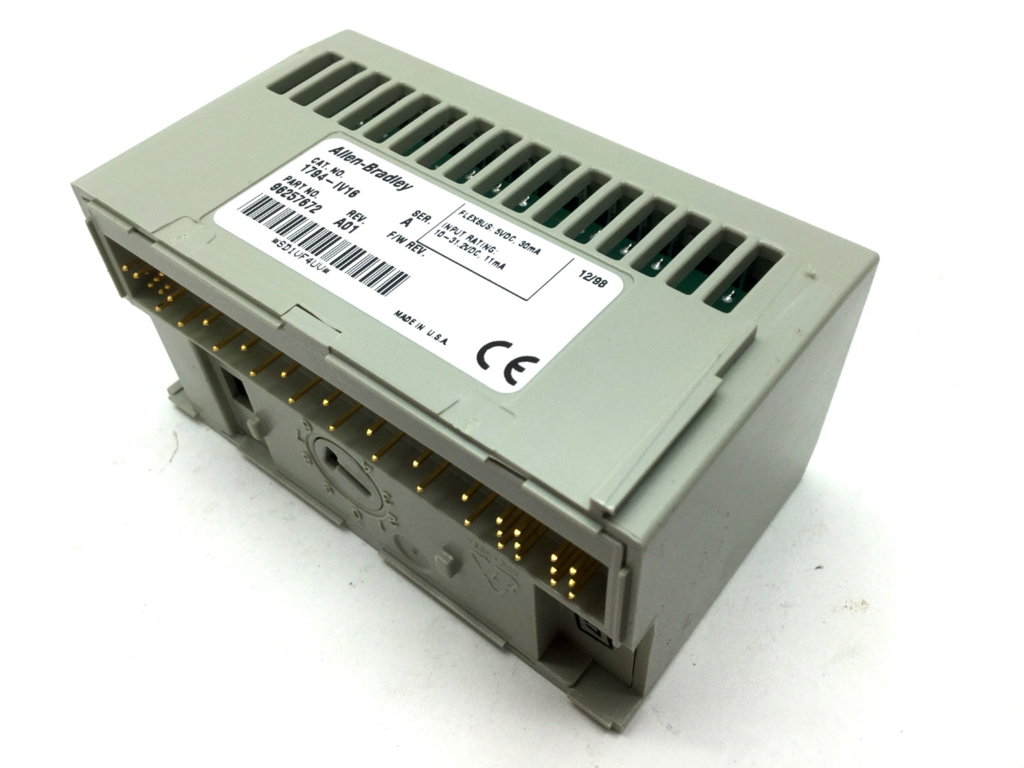 Used Allen Bradley Flex I/O Input Module 16-Ch 1794-IV16 W/ 1794-TB3 Terminal Base