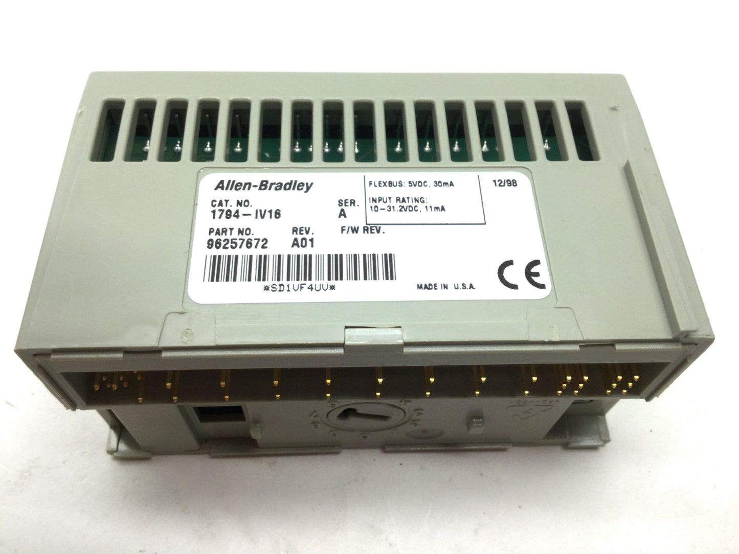 Used Allen Bradley Flex I/O Input Module 16-Ch 1794-IV16 W/ 1794-TB3 Terminal Base