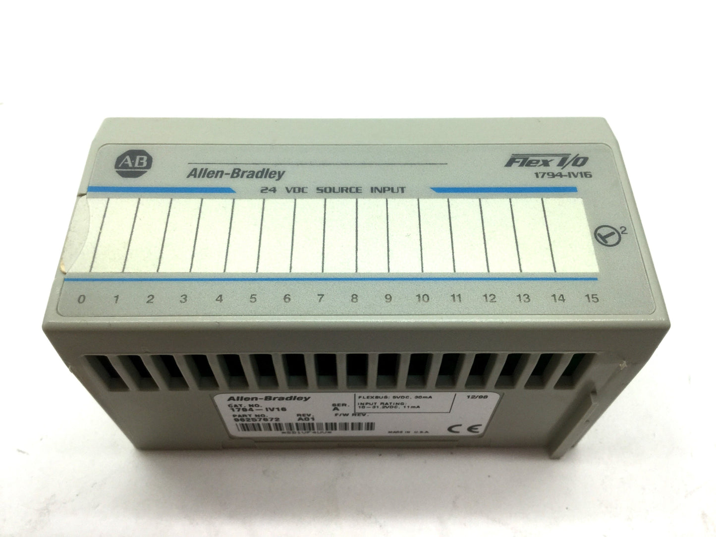 Used Allen Bradley Flex I/O Input Module 16-Ch 1794-IV16 W/ 1794-TB3 Terminal Base