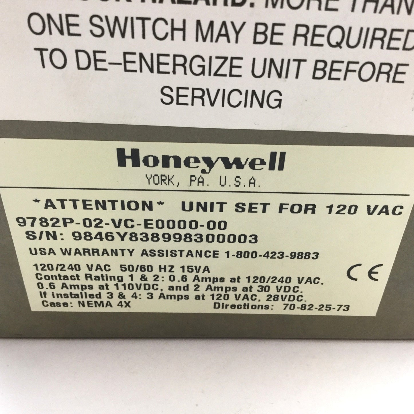 Used Honeywell 9782P-02-VC-E0000-00 pH/ORP Analyzer/ Controller, *Broken Cover Latch*