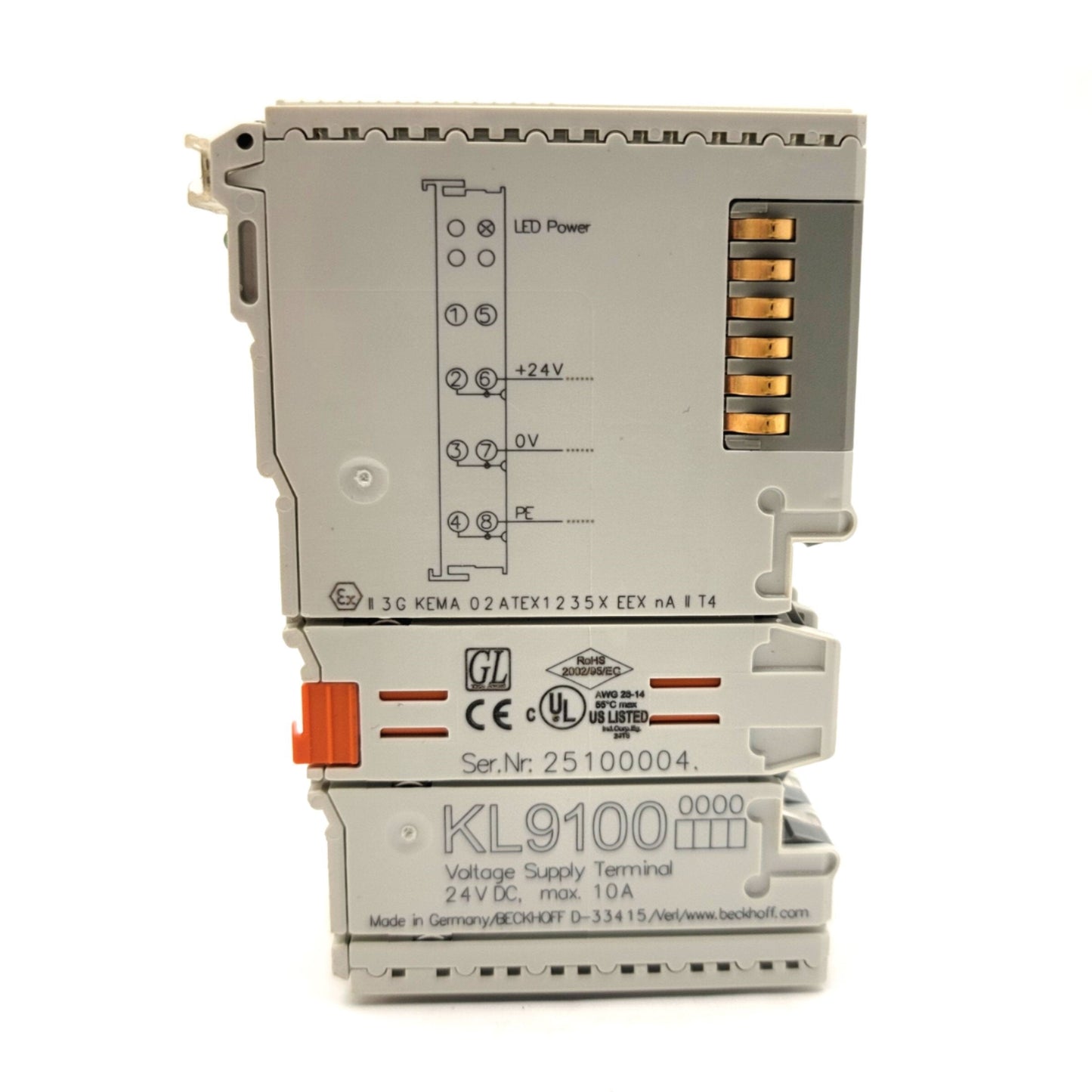 Used Lot Of 3 BECKHOFF KL9100 PLC Potential Supply Terminals 24V DC, <10A