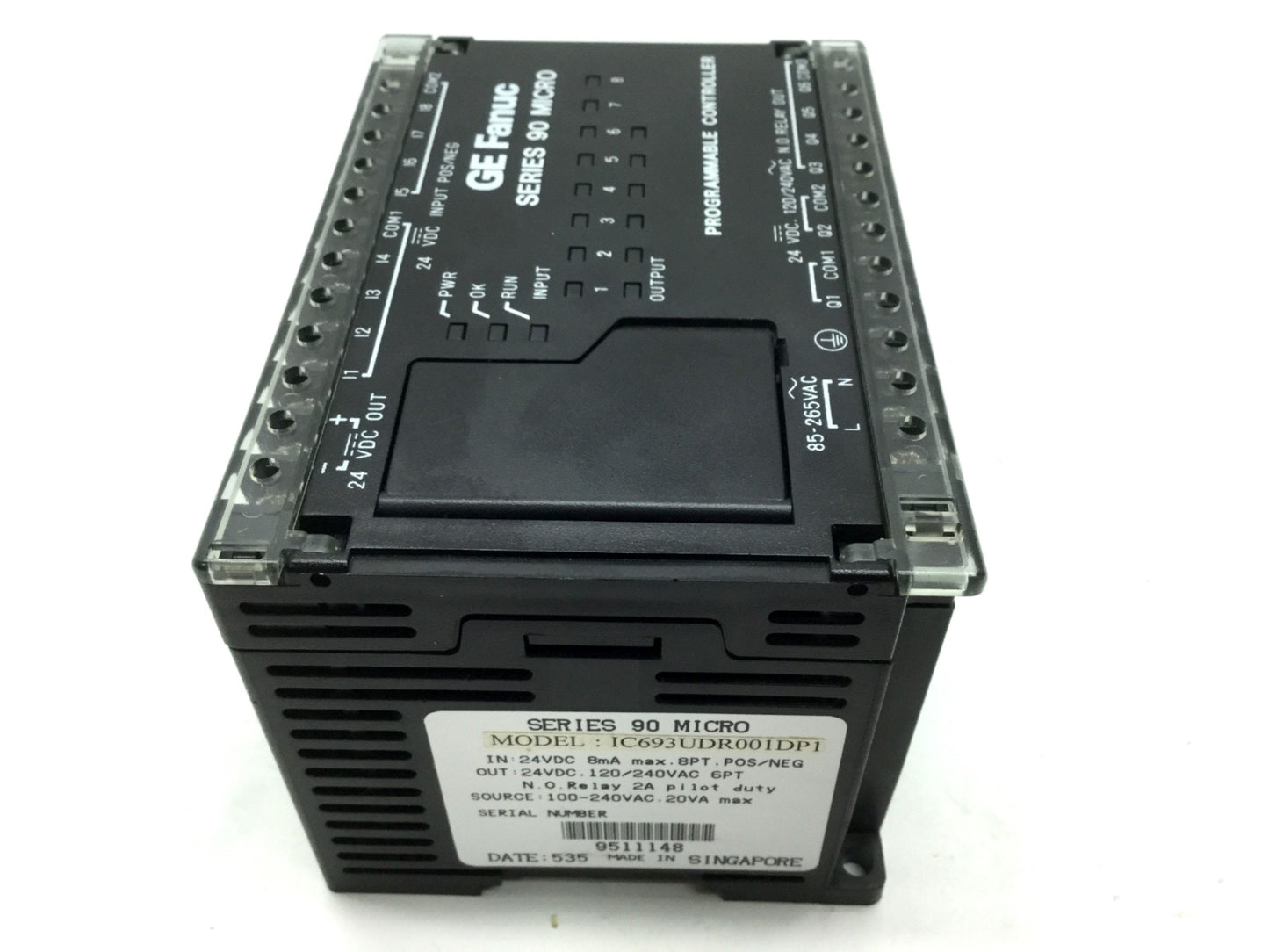 Used GE Fanuc IC693UDR001DP1 Series 90 Micro PLC I/O Unit 8 IN/6 OUT 100-240VAC