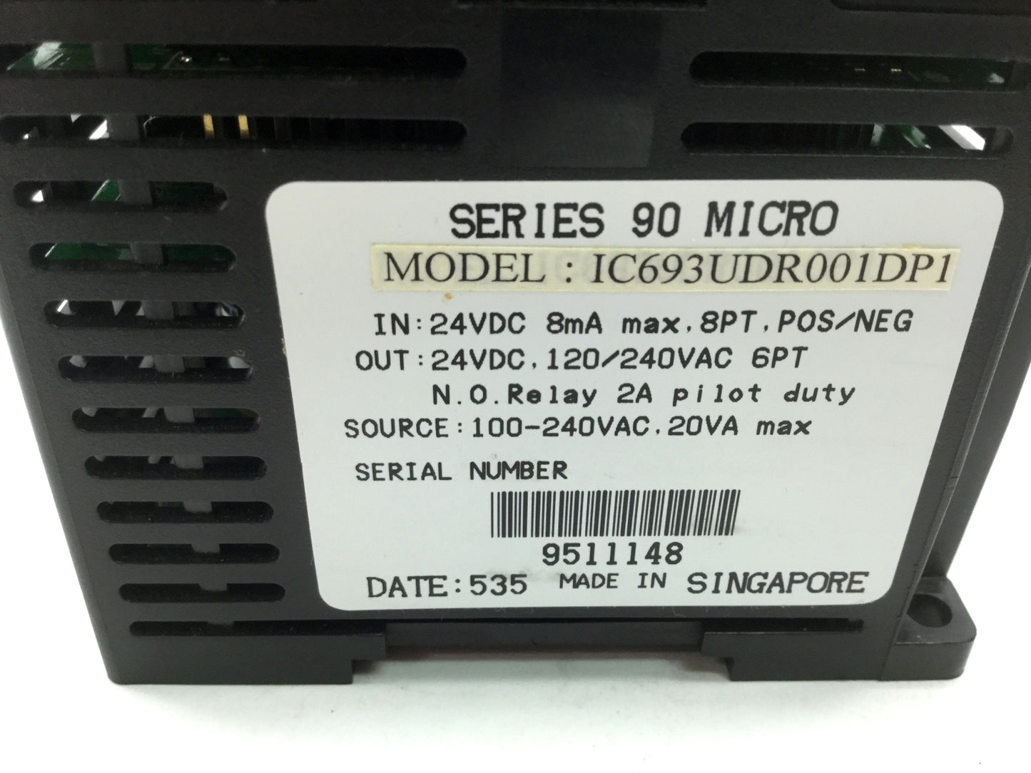 Used GE Fanuc IC693UDR001DP1 Series 90 Micro PLC I/O Unit 8 IN/6 OUT 100-240VAC