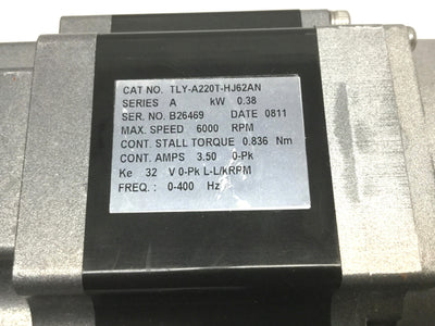 Used Allen Bradley TLY-A220T-HJ62AN Kinetix Servo Motor 230VAC, 6000RPM, NEMA 23