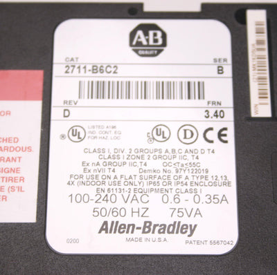 Used Allen Bradley 2711-B6C2 PanelView 600 *Scratches, Cracked Plastic, No Backlight*