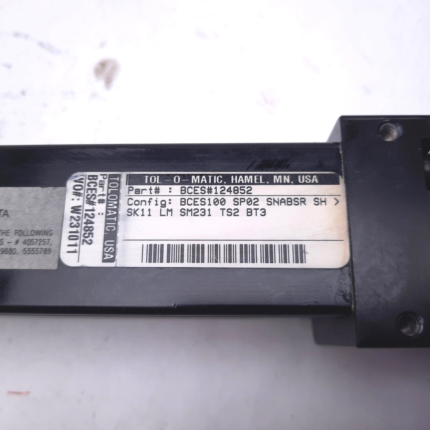 Used Tolomatic BCES100 SP02 SNABSR SH Linear Actuator Drive Stroke: 11", NEMA 23