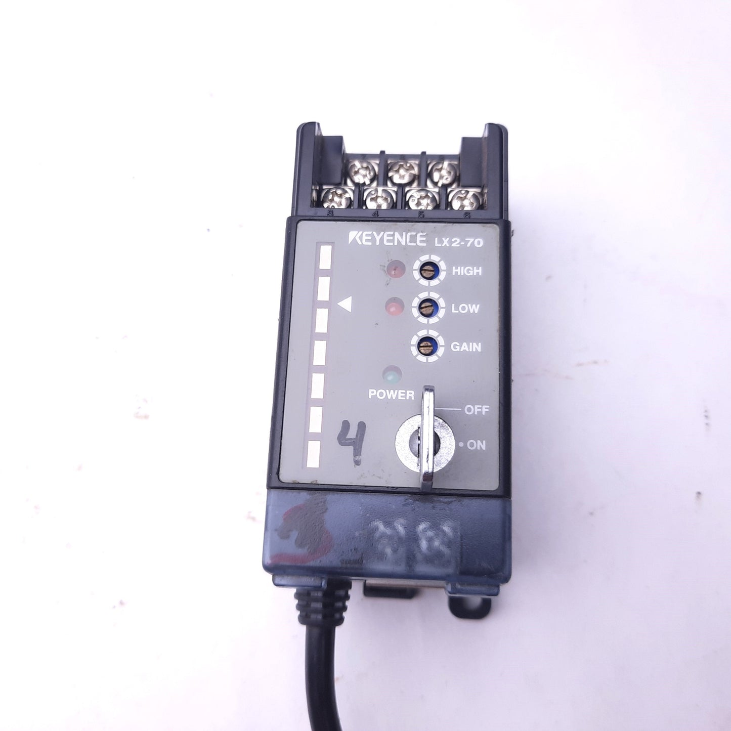 Used Keyence LX2-70 Laser Sensor Amplifier NPN 12-24VDC, Response: 0.5ms, With Key