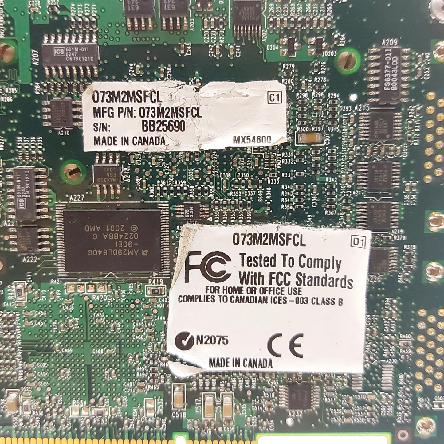 Used Matrox 073M2MSFCL Odyssey XCL Rev A Frame Grabber Card PCI-X, 1GHz, 2x Camera