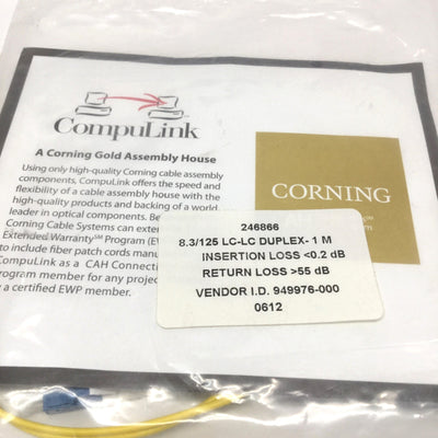 New CompuLink 246866 Fiber Optic Duplex LC-LC Jumper Patch Cable, 1m, 8.3/125 micron