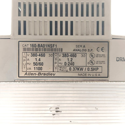 Used Allen Bradley 160-BA01NSF1 Servo Drive, 1/2HP .37Kw, 3-Phase 380-460VAC