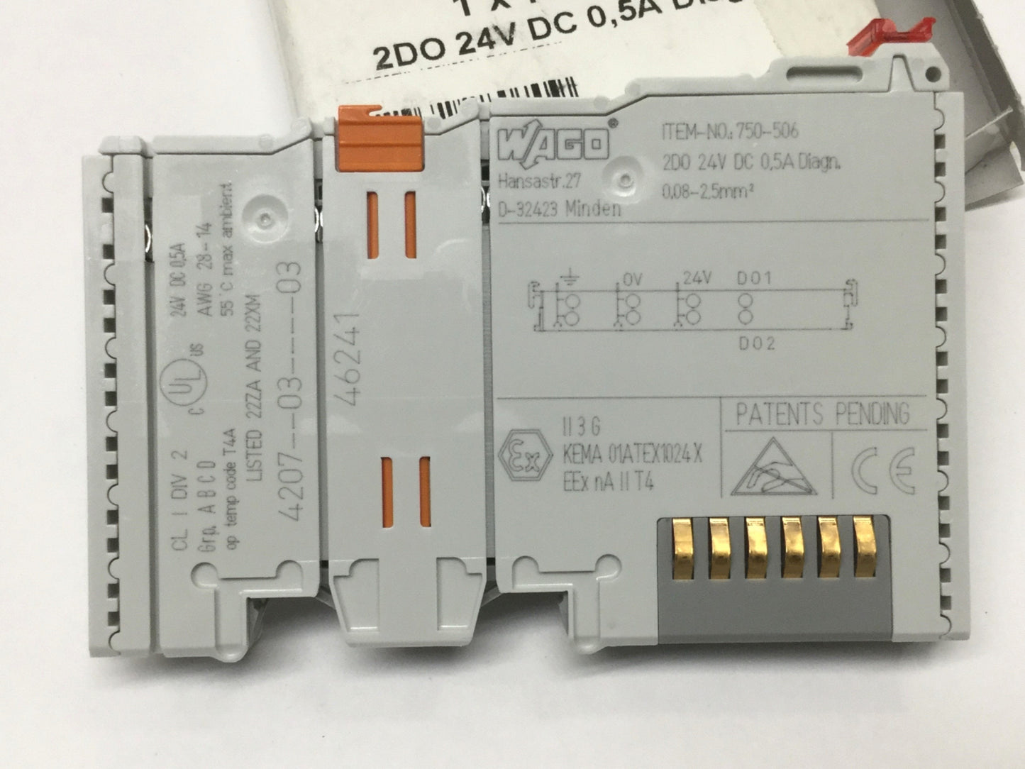 New Other WAGO 750-506 Digital Output Module, 2-Channel DO, 24VDC 0.5A, Diagnostics