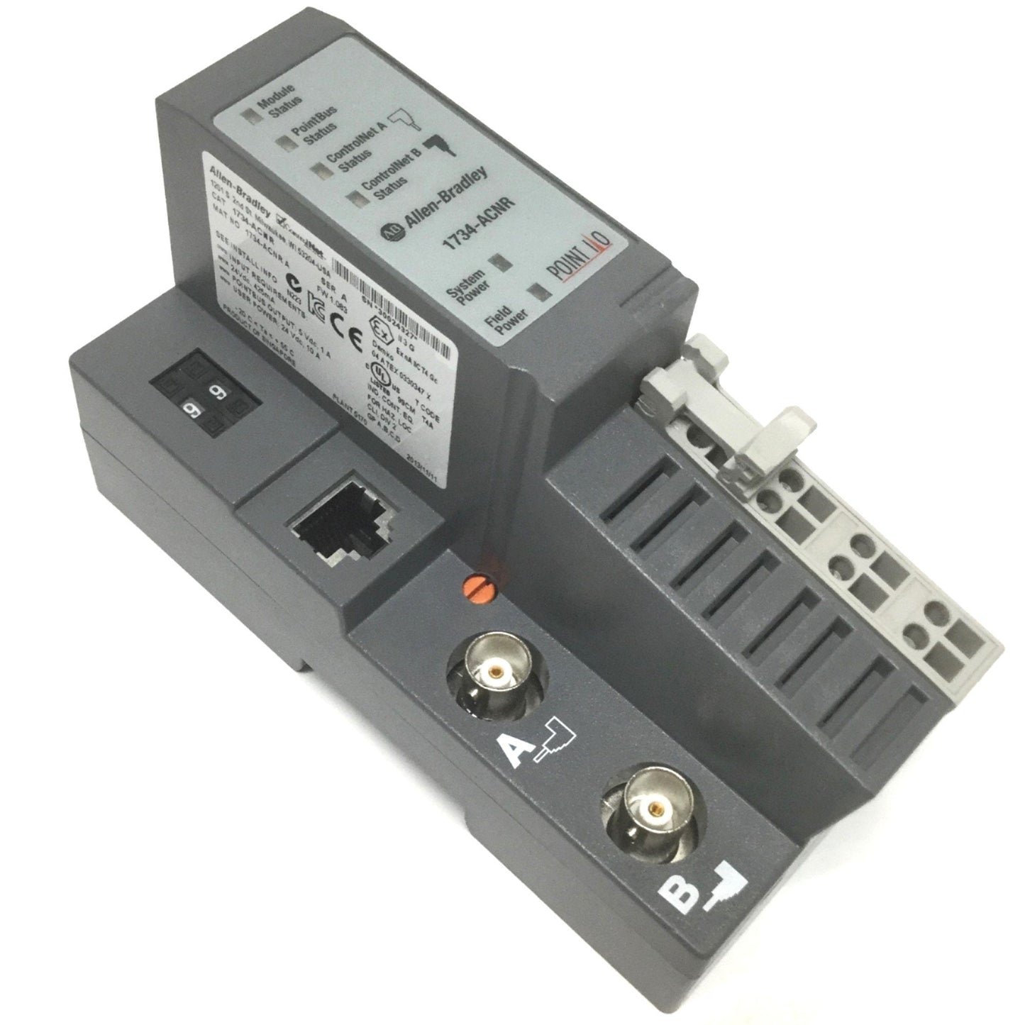 New Other Allen Bradley 1734-ACNR POINT I/O ControlNet Adapter, 2-Channel Coxial, 24VDC