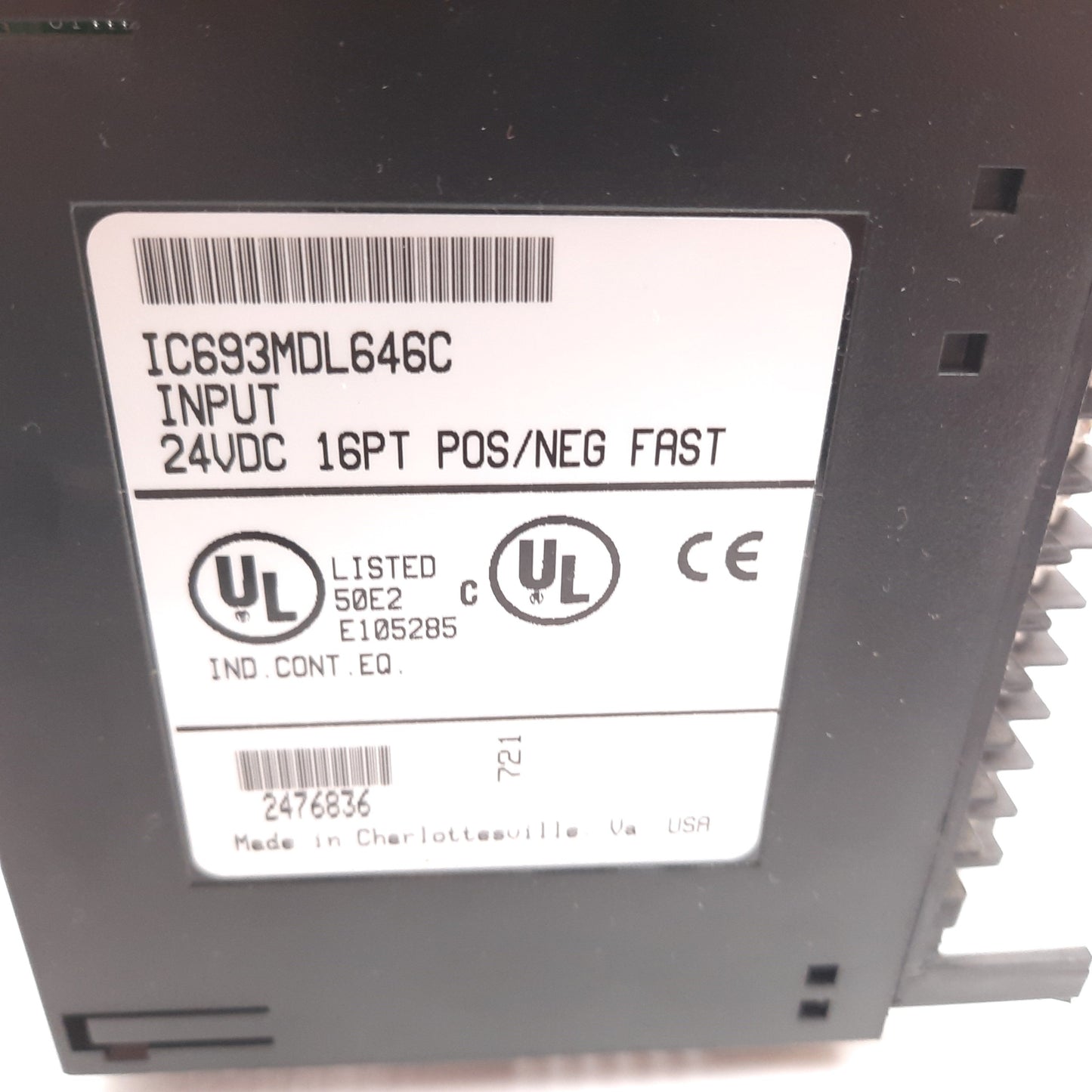 Used GE Fanuc IC693MDL646C PLC Input Module, 16-Point POS/NEG Logic, Voltage: 24VDC