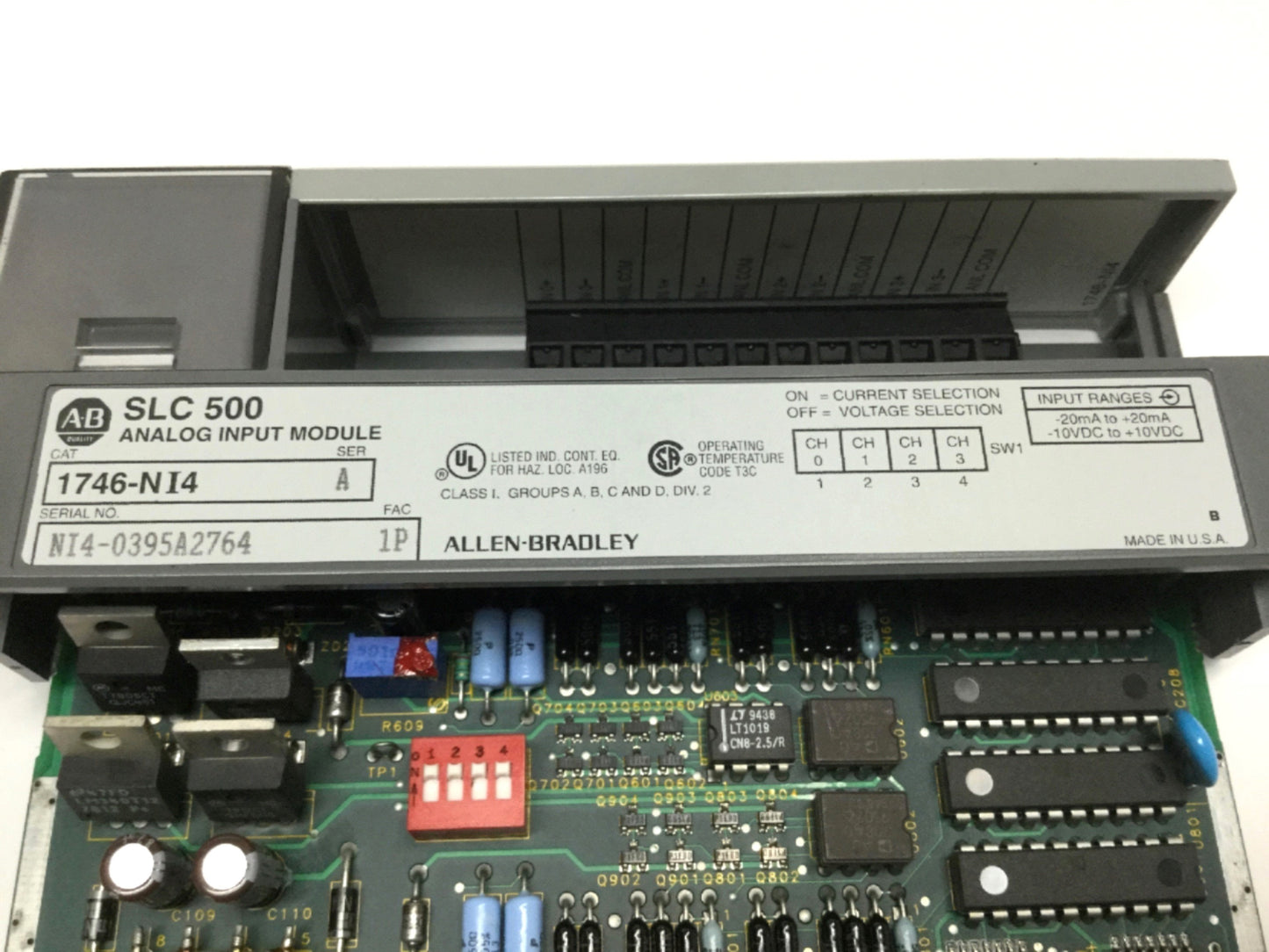 Used Allen Bradley 1746-NI4 Ser A SLC 500 Analog Input Module 4-Channel, ñ20mA ñ10VDC