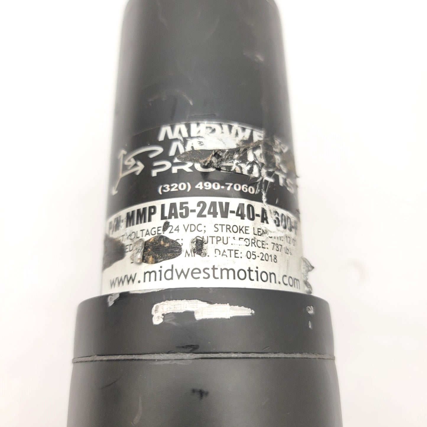 Used Midwest Motion MMP LA5-24V-40-A-300-P Linear Actuator 24VDC Stroke 12" 0.25"/sec