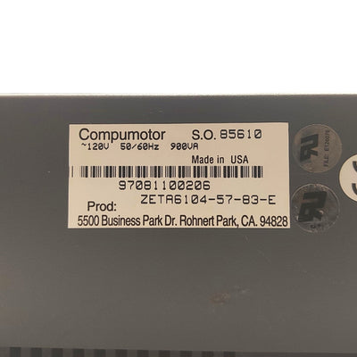 Used Parker ZETA6104-57-83-E Compumotor Stepper Motor Drive 1-Axis 170VDC 4A 120VAC